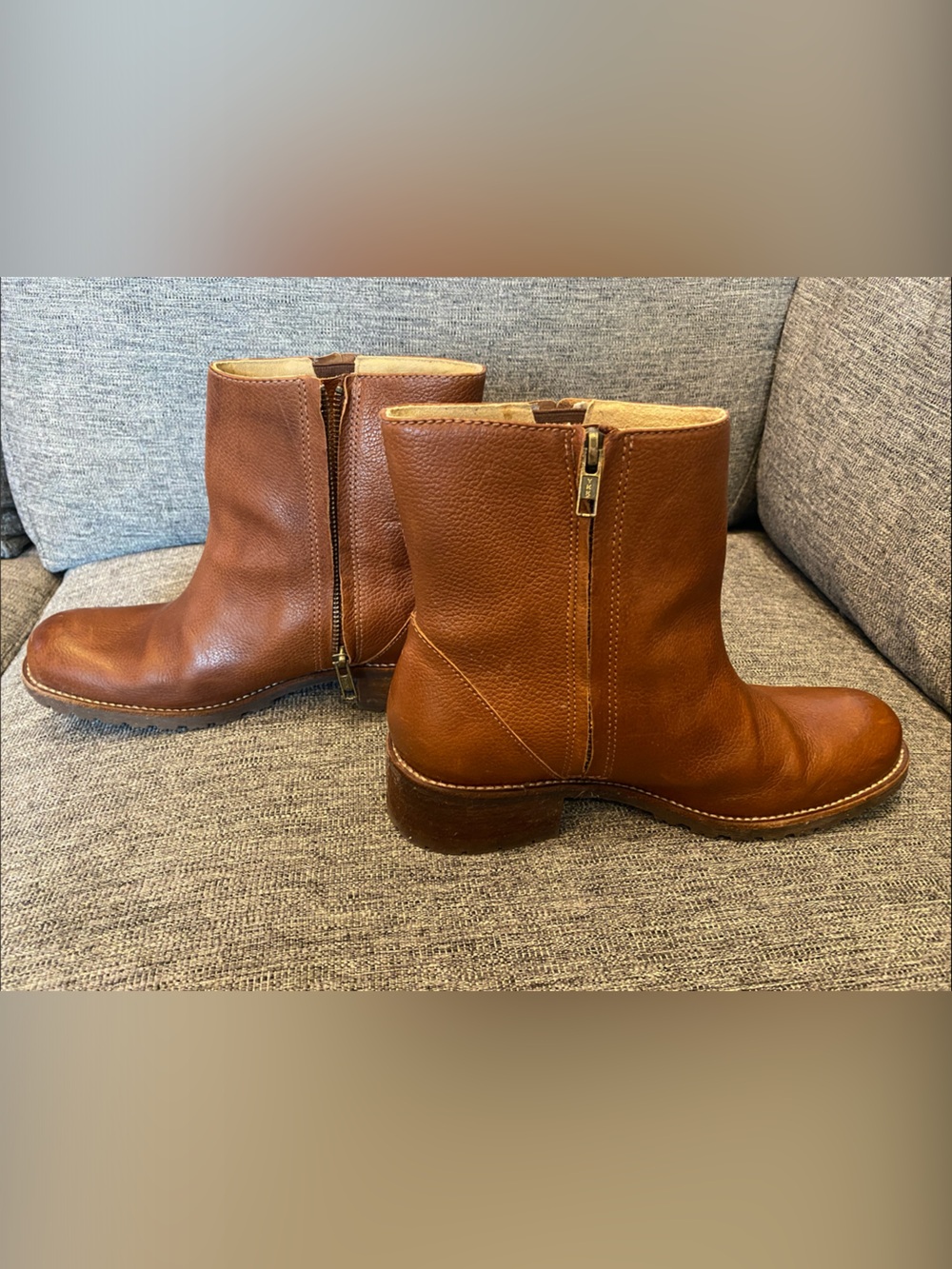 L.L. Bean Woman’s Cognac Leather Side-Zip Ankle Boots
